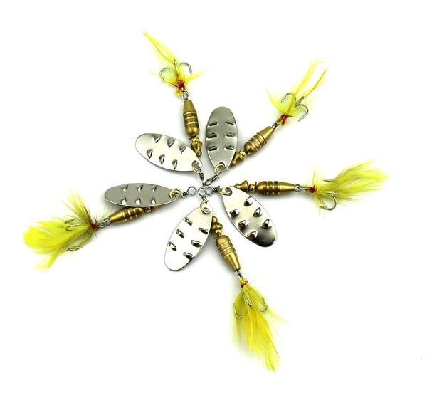

10pcs 10pcs lures spinners ,spinnerbaits , metal fishing spoons bait 6.8cm /7.4g hair tied hook hard bait fake bait feather fishing hooks