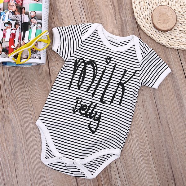 

new brand newborn baby boys girls bodysuit milk striped summer baby clothing cotton little boy clothes 0-24m, Blue