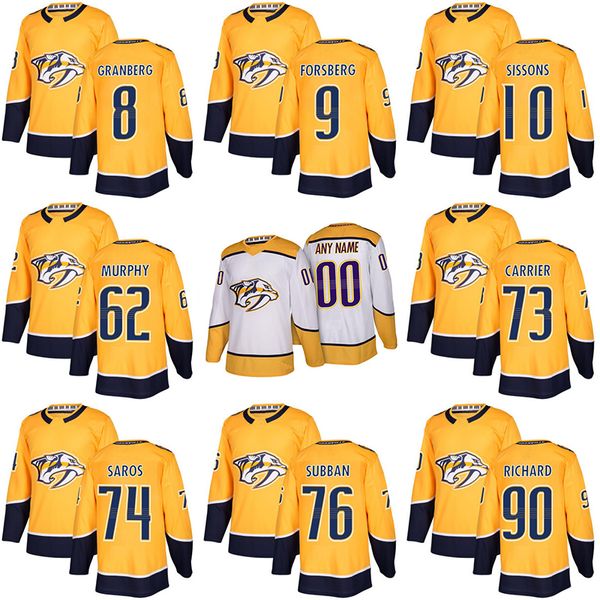 

New Season Nashville Predators Jersey 8 Petter Granberg 9 Filip Forsberg 10 Colton Sissons Mens Womens Youth Custom Hockey Jerseys