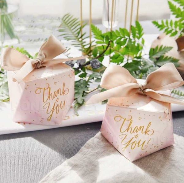 

50pcs creative pink diamond wedding favors candy boxes "thank you" party gift box bomboniera giveaways box return present