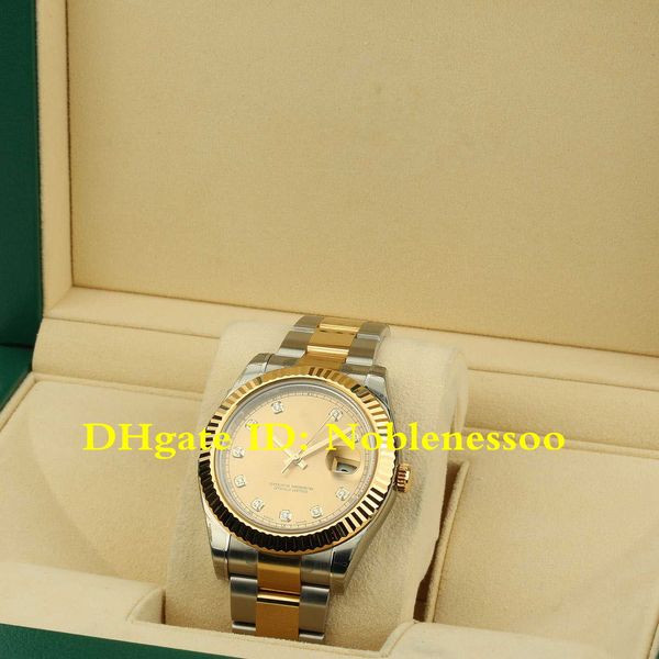 

20 style box watch men's date president datejust ii 41mm two tone 18k yellow gold diamond dial 116333 asia 2813 movement automatic watc, Slivery;brown