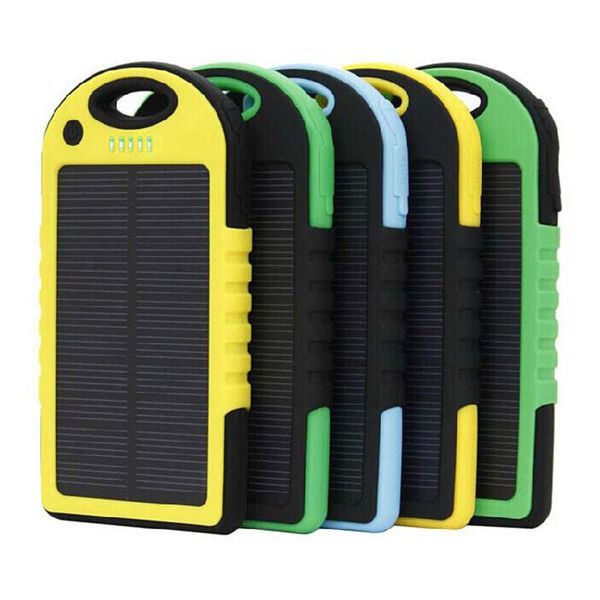 

universal dual usb solar charger power bank 5000mah waterproof portable solar battery external battery charger power bank for iphone7 8 tabl