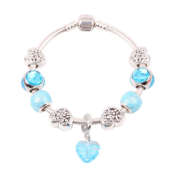 

aifeili european new fashion transparent heart pendant sky blue minimalist style diy suitable for bracelet jewelry, Black