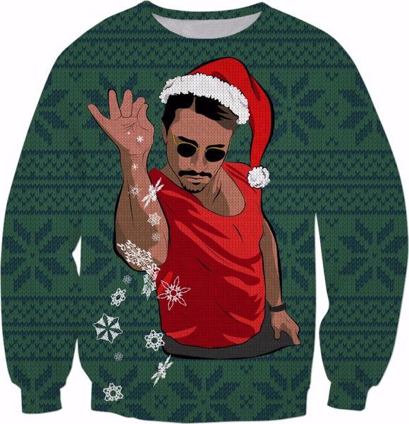 

новое прибытие santa bae красный и зеленый мода мужчины / женщины смешно 3d печатных толстовка стиль мода повседневная толстовка b294, Black