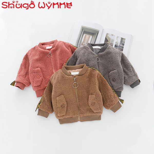 

winter children kids letter patchwork pockets thicken fleece warm zipper jackets casual kids outerwear baby coats casaco, Blue;gray