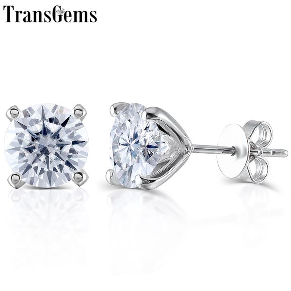 

transgems solid 14k 585 white gold vvs f color moissanite diamond stud earrings for women push back classic ladies earrings gold, Golden;silver