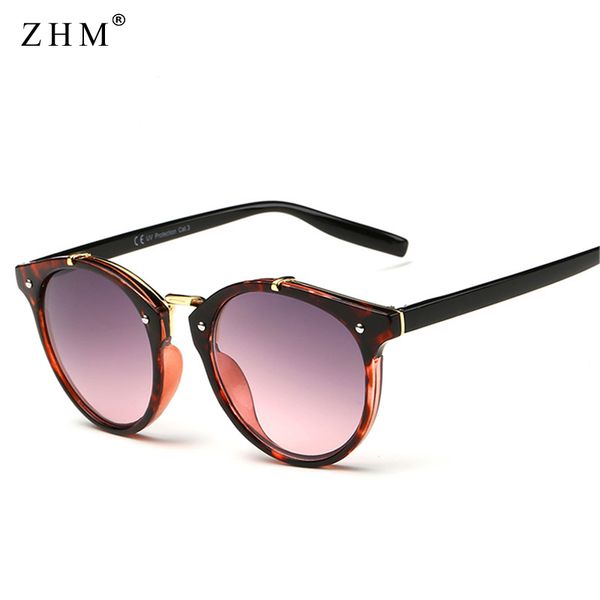 

zhm vintage round rivet sunglasses women men brand designer eyewear uv400 gradient female luxury cat eye sunglasses elegant, White;black