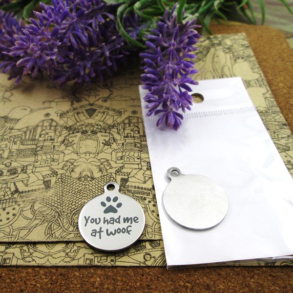 

40pcs--"you had me af woof"stainless steel charms more style for choosing diy charms pendants for necklace, Bronze;silver