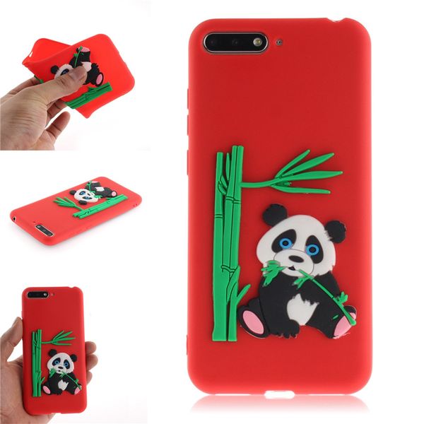 

Fashion Cover For Huawei Y6 2018 Case Coque Candy Silicone Panda bamboo Soft silica gel Mobile Phone Cases Shell Covers