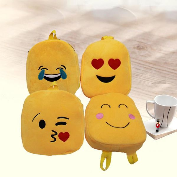 

mini cute 7 kinds qq expressions cartoon backpack for children handy plush doll kindergarten bag yellow shoulder bag