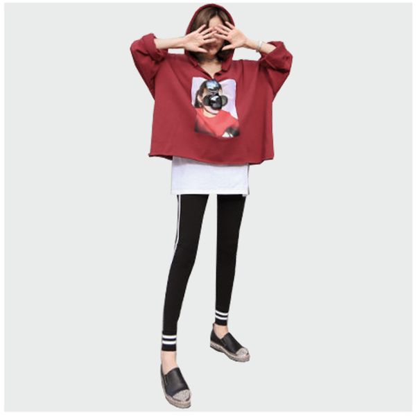 

3 pieces suit red hoodies+white tank+black leggings fashion maternity clothes pullover 2018 spring winter pregnant clothing