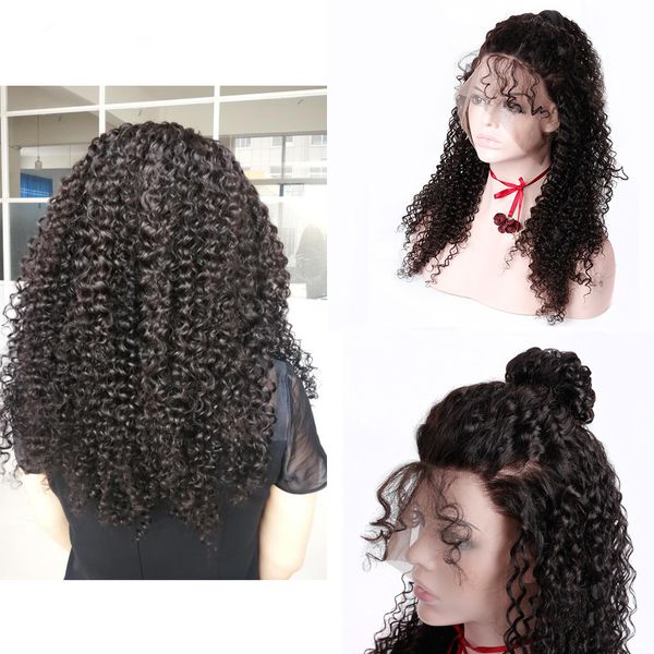 

Brazilian Kinky Curly Hair Human Hair Wigs Pre Plucked With Baby Hair 150% Density Remy 360 Lace Frontal Wigs For Women HCDIVA Remy