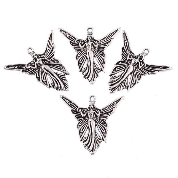 

whole sale20pcs butterfly angle fairy tibetan silver bead charms pendants fit bracelet 38*30mm, Bronze;silver