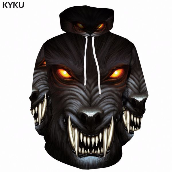 

kyku wolf hoodie men print animal sweatshirt hooded anime 3d hoodies sweatshirts casual gray mens clothing streetwear hoody 6xl, Black