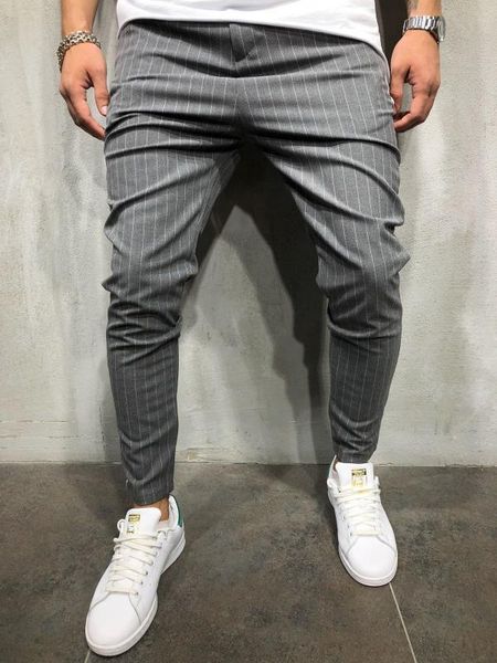 

casual striped casual pants, Black