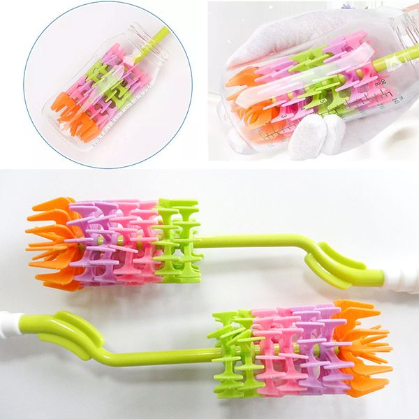 

new 360 degree rotating long handle silicone bottle brush drinking cup water mug rainbow cleaning brush wx9-712