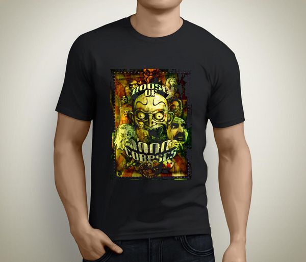 

new house of 1000 corpses t-shirt rob zombie men's black summer fashion funny print t-shirts, White;black