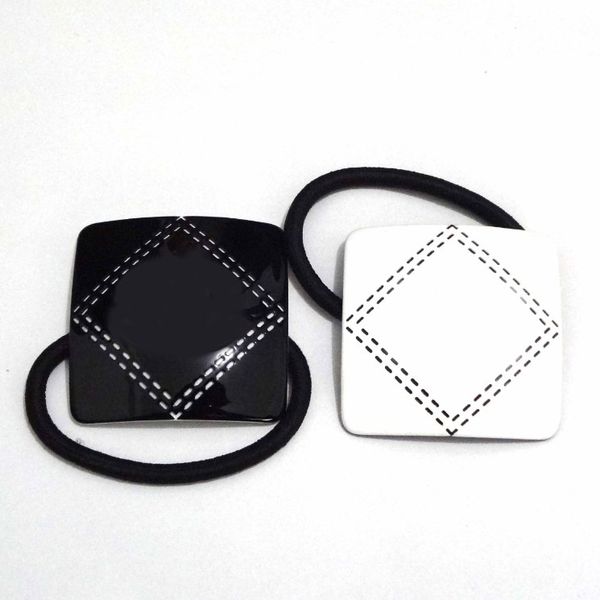 

cc acrylic popular simple lines square double hair ring head rope leather tendon hair cord clip simple fashion hair accessories counter gift, Pink