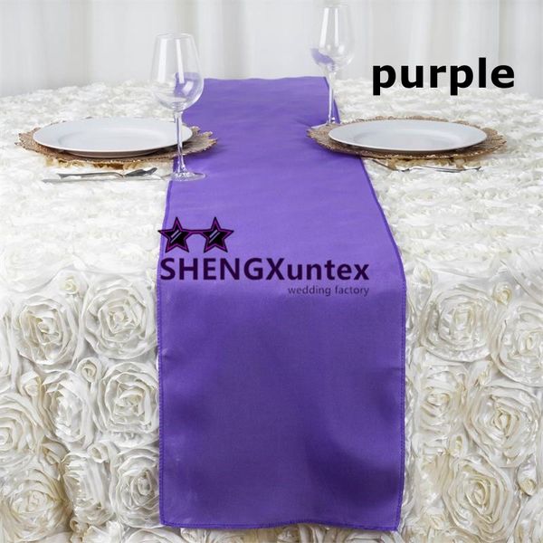 

30pcs purple color 100% polyester table runner for wedding decoration