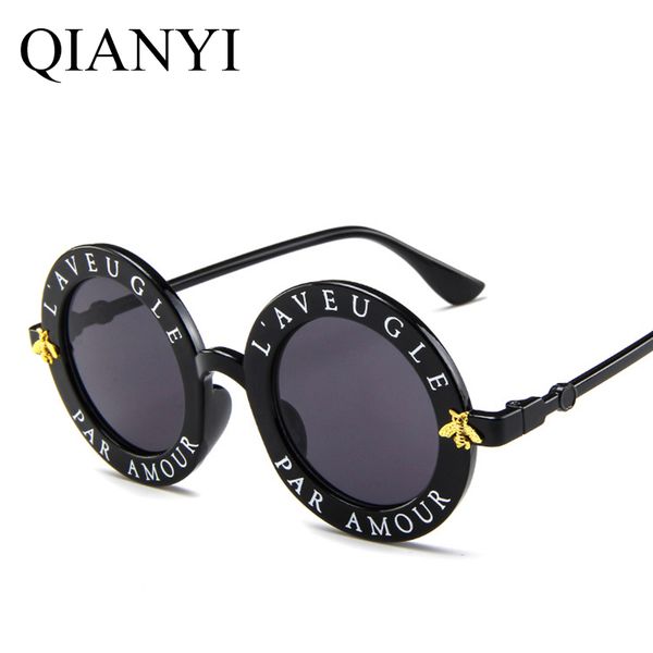 

round sunglasses english letters little bee sun glasses men women brand glasses designer fashion male female ing, White;black