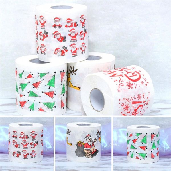 Série de Padrão de natal Rolo de Papel de Impressão Papel Interessante de Papel Higiênico Festival de Natal Suprimentos Cozinha Papel Toalha