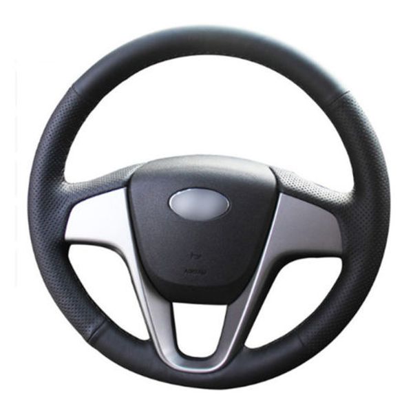 

leather steering wheel hand-stitch on wrap cover for hyundai verna i20 solaris