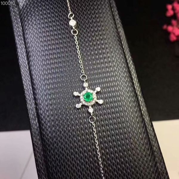 

elegant lovely stars wheel natural green emerald bracelet natural gemstone bracelet 925 silver women girl gift jewelery, Golden;silver