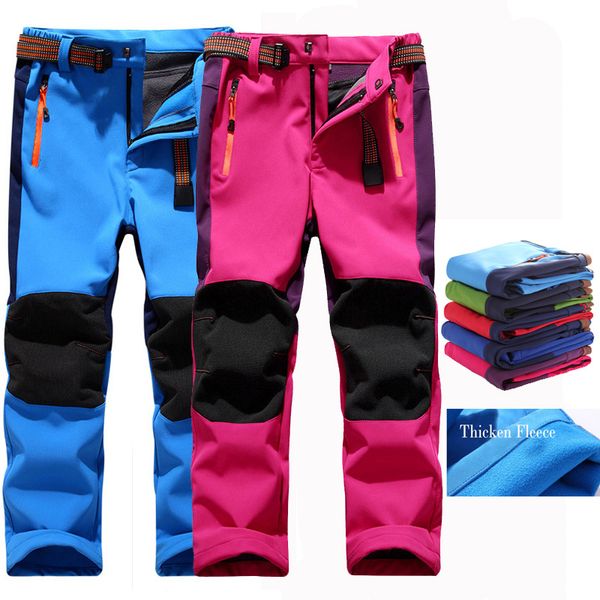 

pantalon de ski pour enfant winter children outdoor snowboard pants windproof fleece winter snow girls boys camping hiking pants