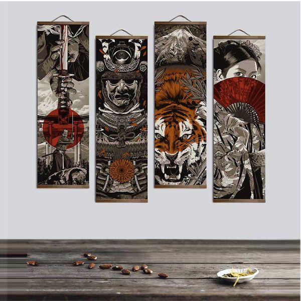 

japanese ukiyoe for hd canvas poster wall pictures for living room decoration painting wall art with solid wood hanging scroll