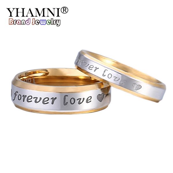 

YHAMNI Couple Romantic Rings Gift For Men and Women Authentic Solid 925 Silver & Gold Forever Love Engagement Ring Jewelry R096