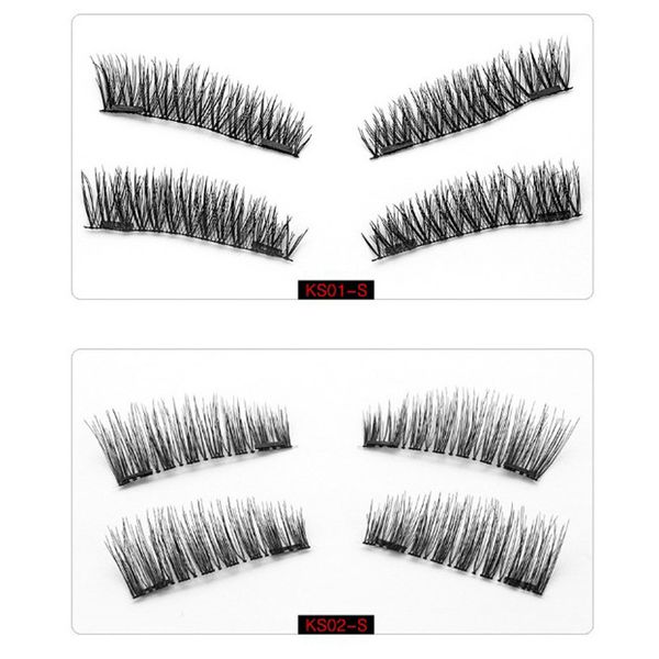

double magnetic eyelashes 50pairs wholesale natural beauty reusable fake eye lashes extension handmade 4pcs/pack dhl ing