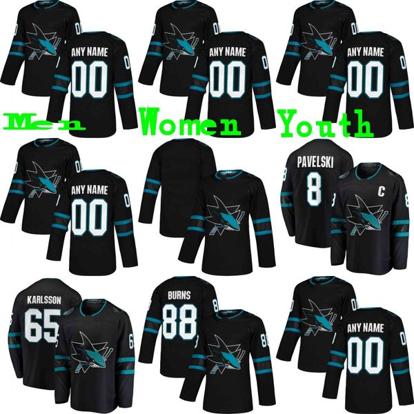 

new 2018 san jose sharks 88 brent burns 8 joe pavelski 65 erik karlsson 9 evander kane 19 joe thornton 31 martin jones jersey stiched, Black;red