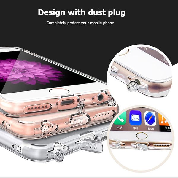 

ultra thin slim acrylic soft tpu clear transparent with dust plug back case cover for iphone 11 pro xs xr max x 8 7 plus 6 6s fundas capa