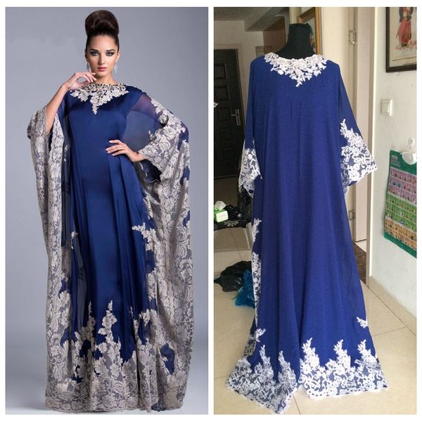 

custom vintage chiffon arabic kaftan royal blue mother's dresses evening prom dresses 2018 lace appliques dubai formal mother of the br, Black;red