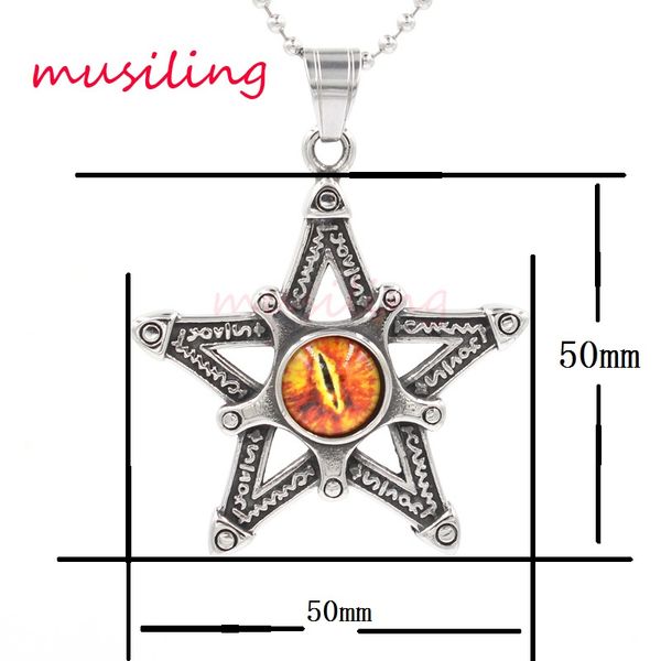 

316l stainless steel eye of the demon necklace pendants pendulum star accessories reiki charms amulet men jewelry 1pcs, Black