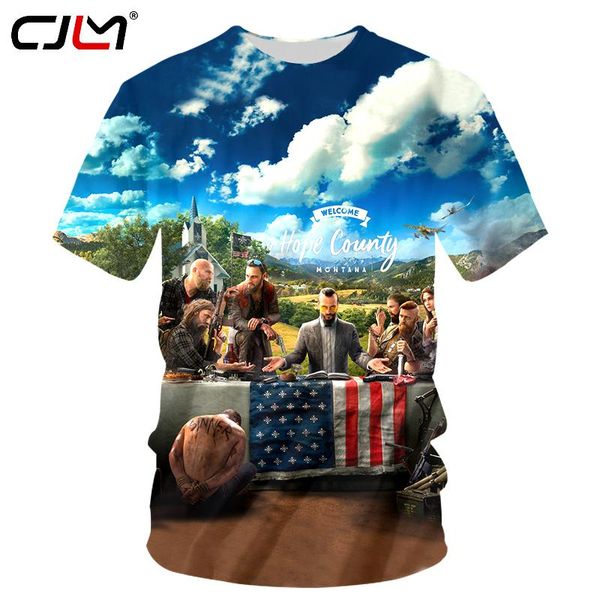

cjlm men's casual tshirts funny print far cry 4 3d t-shirt man hip hop streetwear short sleeve tee shirts fit slim fitness shirt, White;black