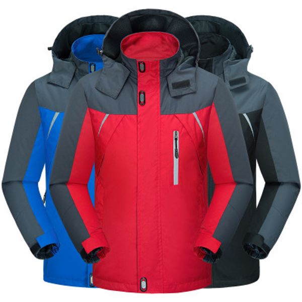 

mens windproof sports jacket thermal warm skiing suits outdoor hiking trekking ski jacket snowboarding suits waterproof, Black;red