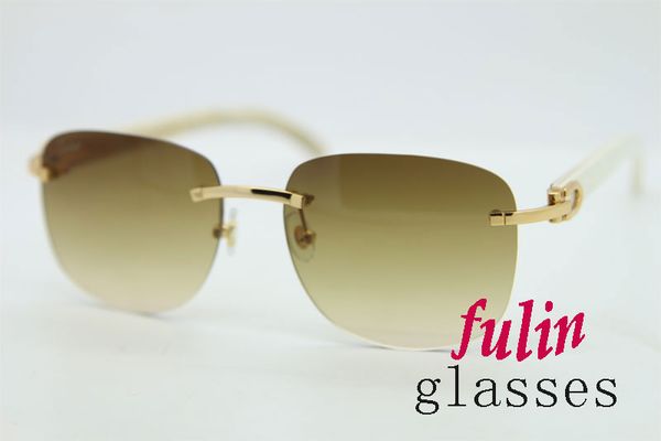 

famous buffalo horn sunglasses rimless for men women t8306000 genuine natural white horn rimless sunglasses c decoration size:54-18-140mm, White;black