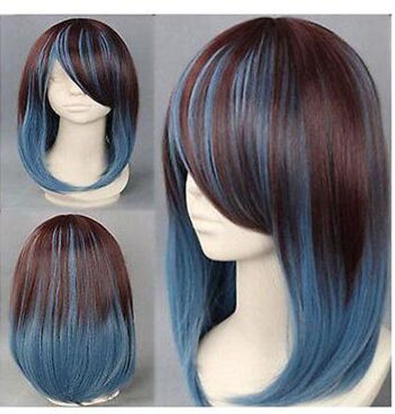 

new style health hair short brown mixed wig wigs for fashion women, Black;brown