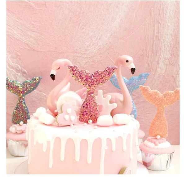 6pcs Mermaid Under the Sea Ocean Theme Cake Topper Decor Party Cupcake