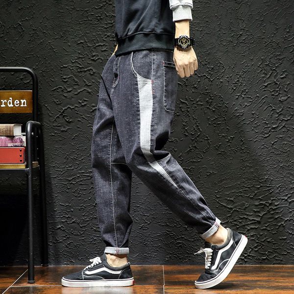 

men clothing 2018 full length harlan blue pencil pants zipper solid hip hop black distressed jeans 28-42