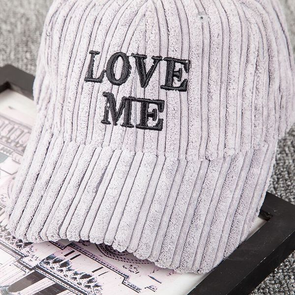 

new cap embroidery letters thick corduroy fashion outdoor casual men and women curved baseball hat adjustable jx215, Blue;gray