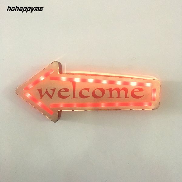 

welcome neon signs led light metal plate club cafe pub bar decoration wall hanging art vintage home decor