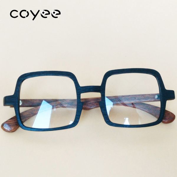 

coyee handmade retro acetate eyeglass frames women men rx optic eyewear square frame full-rim wood grain spectacles, Silver