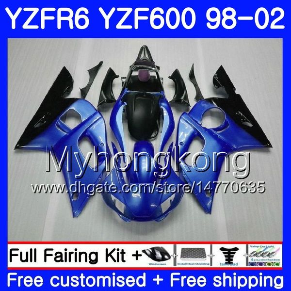 Karosserie für Yamaha YZF600 YZF R6 1998 1999 2000 2001 2002 230HM.43 YZF-R6 98 YZF 600 YZF-R600 YZFR6 98 99 00 01 02 Verkleidungen glänzend blau schwarz