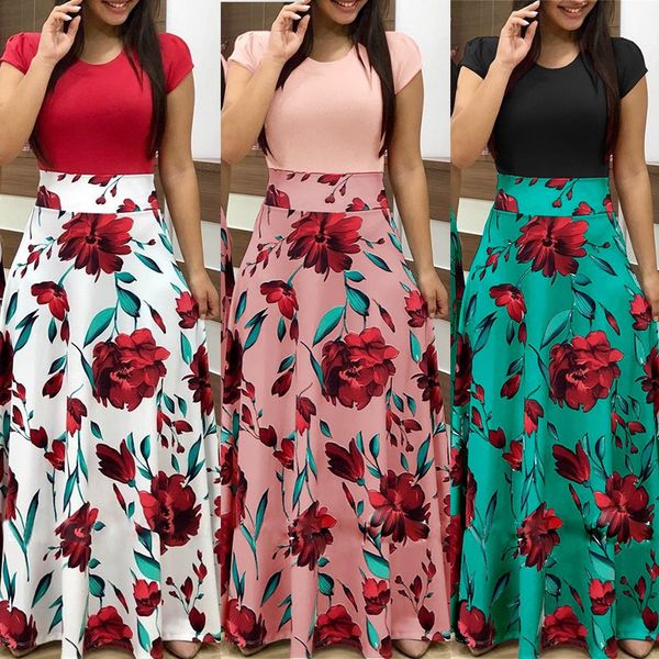 

elegant maxi skirt womens 2018 skirts female skirts long for women f0031 floral print high waist, Black