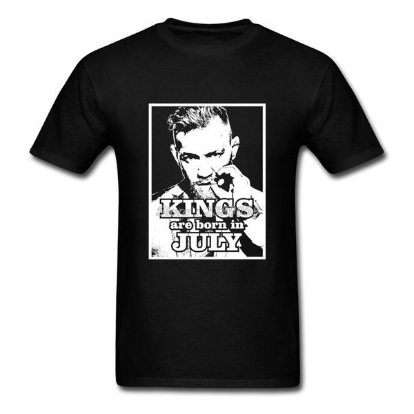 

summer mens t-shirts kings are born in july t-shirt birthday gift brand printed short sleeve mens t shirt, White;black