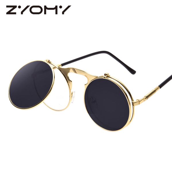 

vintage steampunk sunglasses round designer steam punk metal women coating sunglasses men retro circle sun glasses, White;black