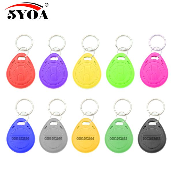 100pcs 5YOA 125khz ID Keyfob RFID Tag TK4100 EM4100 Controllo accessi Time Presenza Card Sticker Key Fob Token Ring Proximity