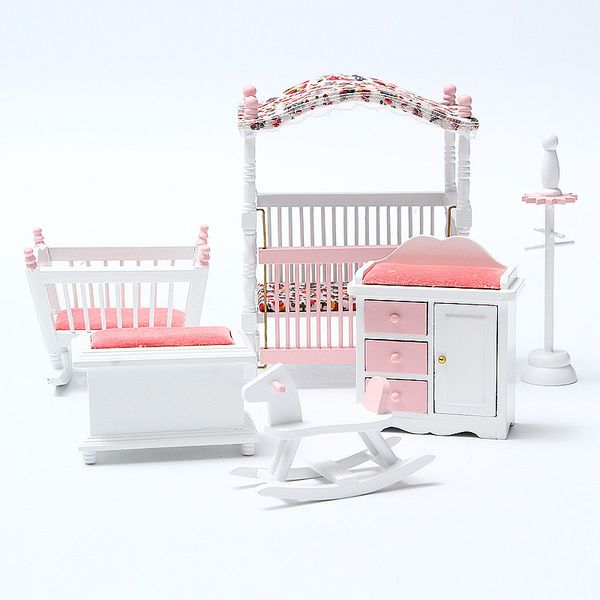 Cute Wooden Diy Mini Dollhouse Bedroom Furniture Toys Set Miniature Kids Play Toy Gift For Children Dollhouse Decor Toy Barbie Dolls House Furniture